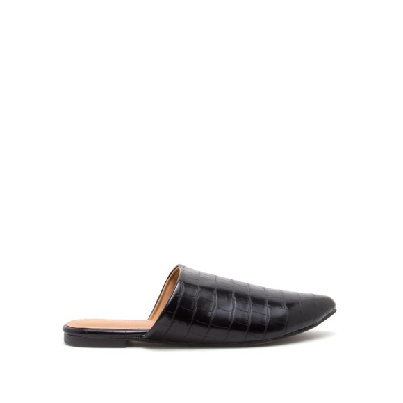 Qupid Shoes - Vegan Leather Croc Mule Flats